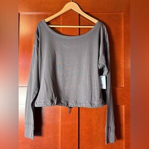 FLX Women’s Charcoal Active Cropped Top-NWT Size XL